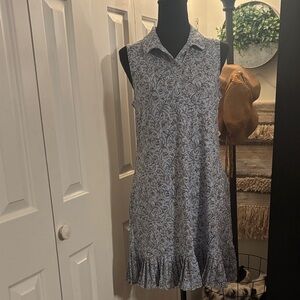 Laura Ashley Sleeveless Gray Patterned Mini Dress